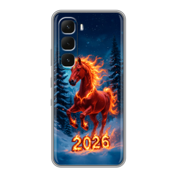 Силиконовый чехол на Infinix Hot 60 Pro с принтом Новый год коня