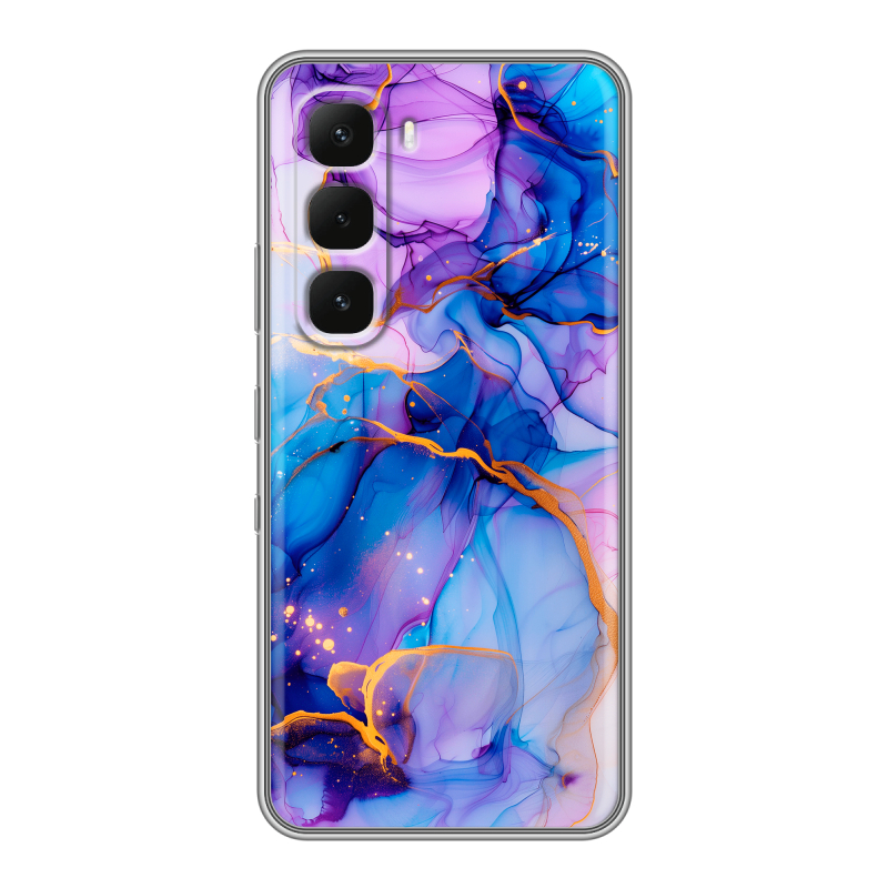 Силиконовый чехол на Infinix Hot 60 Pro с принтом синий мрамор Силиконовый чехол на Infinix Hot 60 Pro с принтом синий мрамор