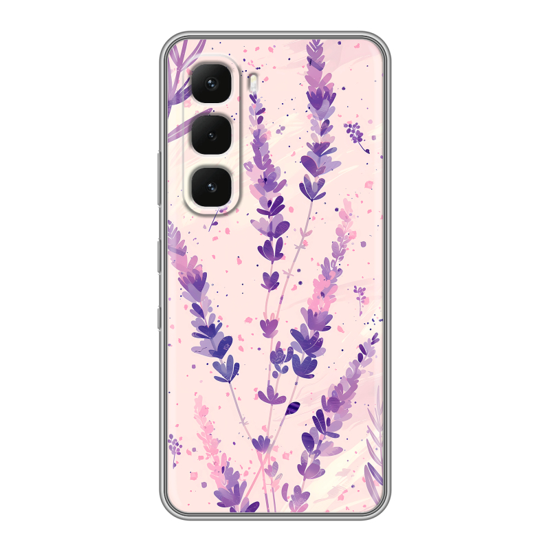 Силиконовый чехол на Infinix Hot 60 Pro с принтом цветы лаванда Силиконовый чехол на Infinix Hot 60 Pro с принтом цветы лаванда