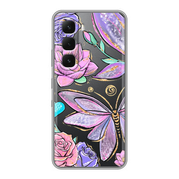 Силиконовый чехол на Infinix Hot 60 Pro Plus с принтом Бабочки и цветы