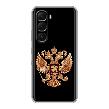 Силиконовый чехол на Infinix Hot 60 Pro Plus с принтом Герб России золотой