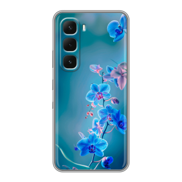 Силиконовый чехол на Infinix Hot 60 Pro Plus с принтом Голубые цветы
