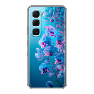 Силиконовый чехол на Infinix Hot 60 Pro Plus с принтом голубые орхидеи