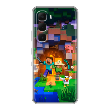 Силиконовый чехол на Infinix Hot 60 Pro Plus с принтом Майнкрафт Minecraft