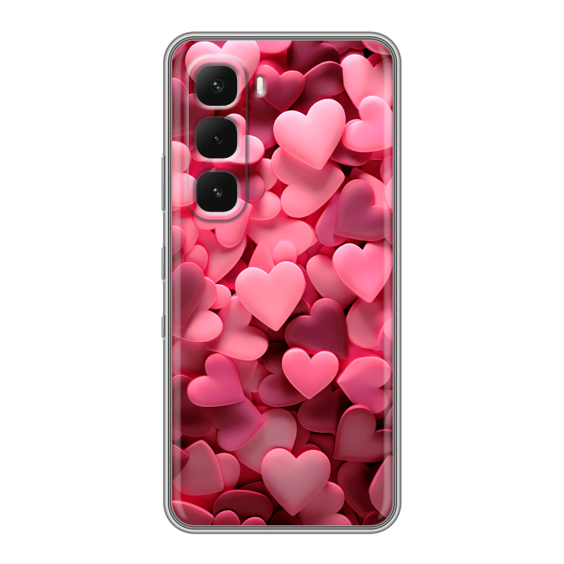 Силиконовый чехол на Infinix Hot 60 Pro Plus с принтом розовые сердечки Силиконовый чехол на Infinix Hot 60 Pro Plus с принтом розовые сердечки