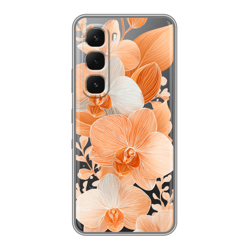 Силиконовый чехол на Infinix Hot 60 Pro Plus с принтом Бежевые цветы Силиконовый чехол на Infinix Hot 60 Pro Plus с принтом Бежевые цветы