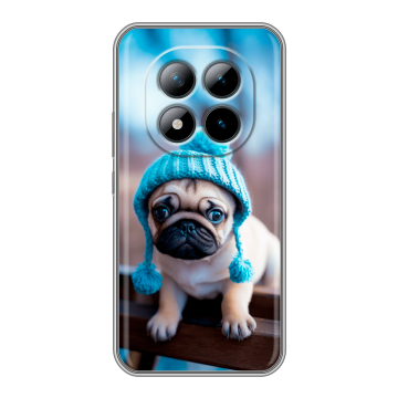 Силиконовый чехол на Xiaomi Redmi Note 15 Pro Plus 5G с принтом Мопс в шапке Силиконовый чехол на Xiaomi Redmi Note 15 Pro Plus 5G с принтом Мопс в шапке