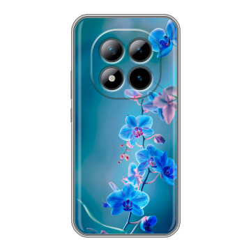 Силиконовый чехол на Xiaomi Redmi Note 15 Pro Plus 5G с принтом Голубые цветы Силиконовый чехол на Xiaomi Redmi Note 15 Pro Plus 5G с принтом Голубые цветы