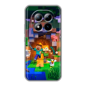 Силиконовый чехол на Xiaomi Redmi Note 15 Pro Plus 5G с принтом Майнкрафт Minecraft