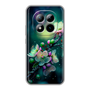 Силиконовый чехол на Xiaomi Redmi Note 15 Pro Plus 5G с принтом Цветы и мрамор Силиконовый чехол на Xiaomi Redmi Note 15 Pro Plus 5G с принтом Цветы и мрамор