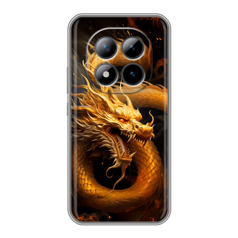 Силиконовый чехол на Xiaomi Redmi Note 15 Pro Plus 5G с принтом Золотой дракон Силиконовый чехол на Xiaomi Redmi Note 15 Pro Plus 5G с принтом Золотой дракон