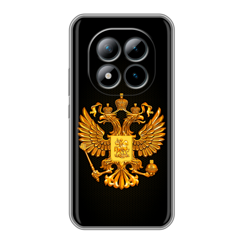 Силиконовый чехол на Xiaomi Redmi Note 15 Pro Plus 5G с принтом Герб России желтый Силиконовый чехол на Xiaomi Redmi Note 15 Pro Plus 5G с принтом Герб России желтый