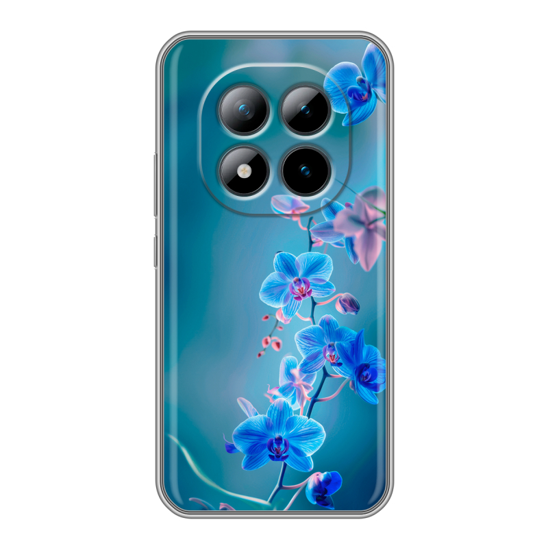 Силиконовый чехол на Xiaomi Redmi Note 15 Pro Plus 5G с принтом Голубые цветы Силиконовый чехол на Xiaomi Redmi Note 15 Pro Plus 5G с принтом Голубые цветы