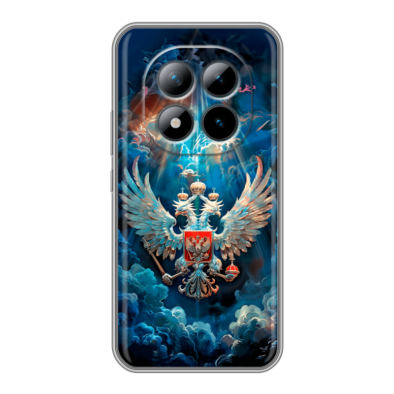 Силиконовый чехол на Xiaomi Redmi Note 15 Pro Plus 5G с принтом Герб флаг России Силиконовый чехол на Xiaomi Redmi Note 15 Pro Plus 5G с принтом Герб флаг России