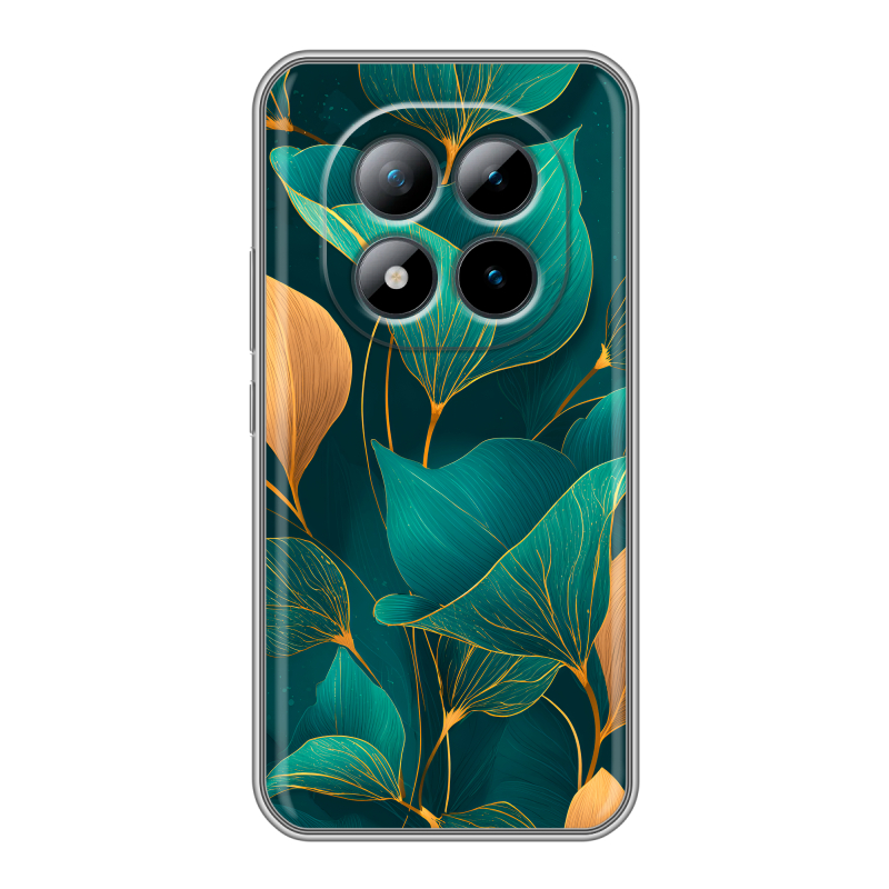 Силиконовый чехол на Xiaomi Redmi Note 15 Pro Plus 5G с принтом Листья и золото Силиконовый чехол на Xiaomi Redmi Note 15 Pro Plus 5G с принтом Листья и золото