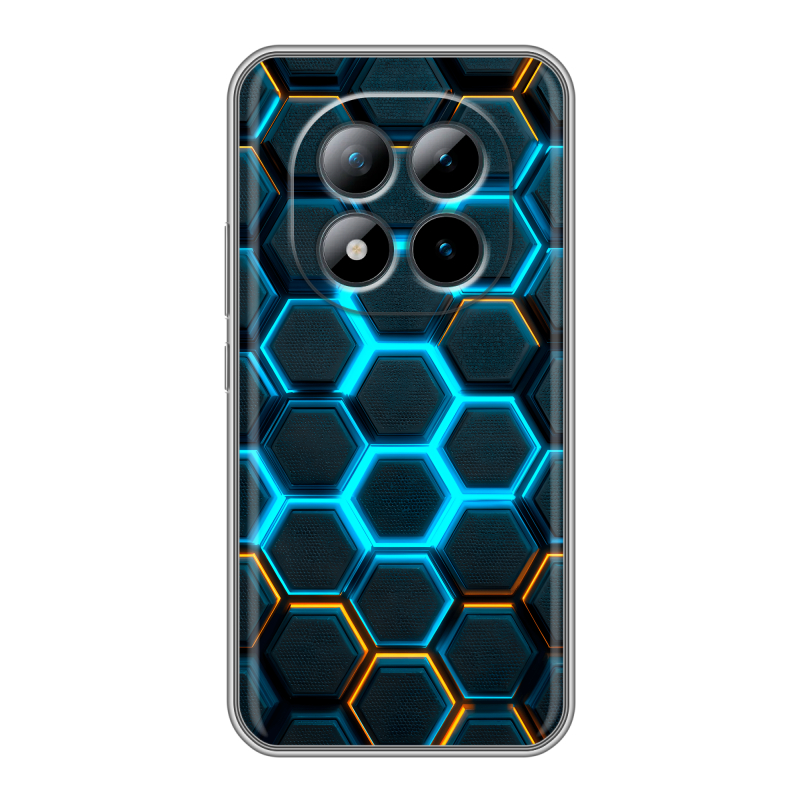 Силиконовый чехол на Xiaomi Redmi Note 15 Pro Plus 5G с принтом Неоновые соты Силиконовый чехол на Xiaomi Redmi Note 15 Pro Plus 5G с принтом Неоновые соты
