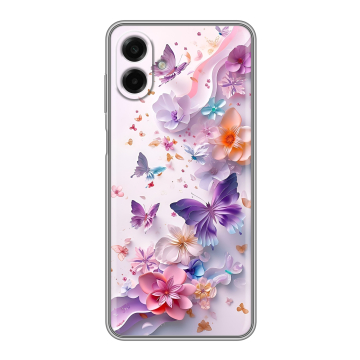 Силиконовый чехол на Samsung Galaxy A07 с принтом цветы бабочки Силиконовый чехол на Samsung Galaxy A07 с принтом цветы бабочки
