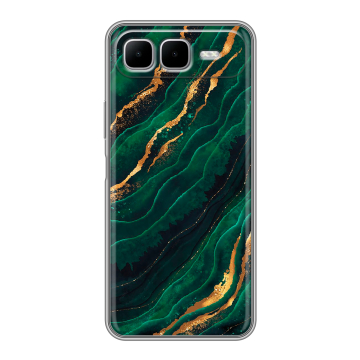 Силиконовый чехол на Infinix Smart 10 Plus с принтом Мрамор зеленое золото