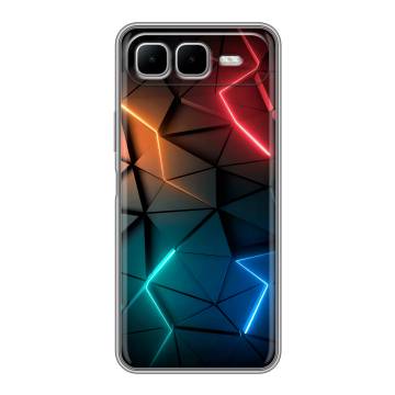 Силиконовый чехол на Infinix Smart 10 Plus с принтом Абстракция неон