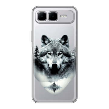 Силиконовый чехол на Infinix Smart 10 Plus с принтом Волк в лесу