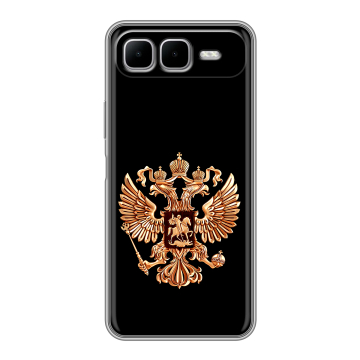 Силиконовый чехол на Infinix Smart 10 Plus с принтом Герб России золотой Силиконовый чехол на Infinix Smart 10 Plus с принтом Герб России золотой