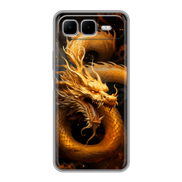 Силиконовый чехол на Infinix Smart 10 Plus с принтом Золотой дракон Силиконовый чехол на Infinix Smart 10 Plus с принтом Золотой дракон