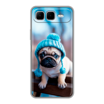 Силиконовый чехол на Infinix Smart 10 Plus с принтом Мопс в шапке