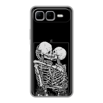 Силиконовый чехол на Infinix Smart 10 Plus с принтом Поцелуй скелетов