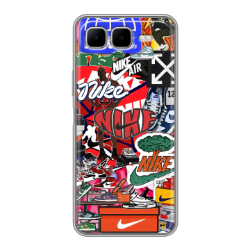 Силиконовый чехол на Infinix Smart 10 Plus с принтом Найк Nike яркий