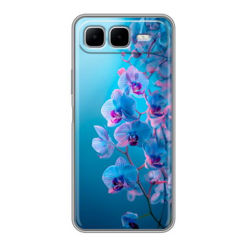 Силиконовый чехол на Infinix Smart 10 Plus с принтом голубые орхидеи