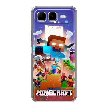 Силиконовый чехол на Infinix Smart 10 Plus с принтом Майнкрафт Minecraft Силиконовый чехол на Infinix Smart 10 Plus с принтом Майнкрафт Minecraft
