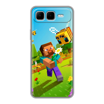 Силиконовый чехол на Infinix Smart 10 Plus с принтом Майнкрафт Minecraft Силиконовый чехол на Infinix Smart 10 Plus с принтом Майнкрафт Minecraft