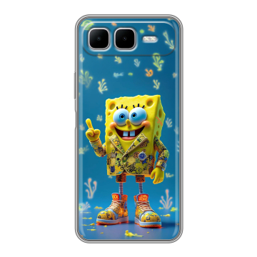 Силиконовый чехол на Infinix Smart 10 Plus с принтом Спанч боб Спанчбоб