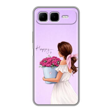 Силиконовый чехол на Infinix Smart 10 Plus с принтом женский
