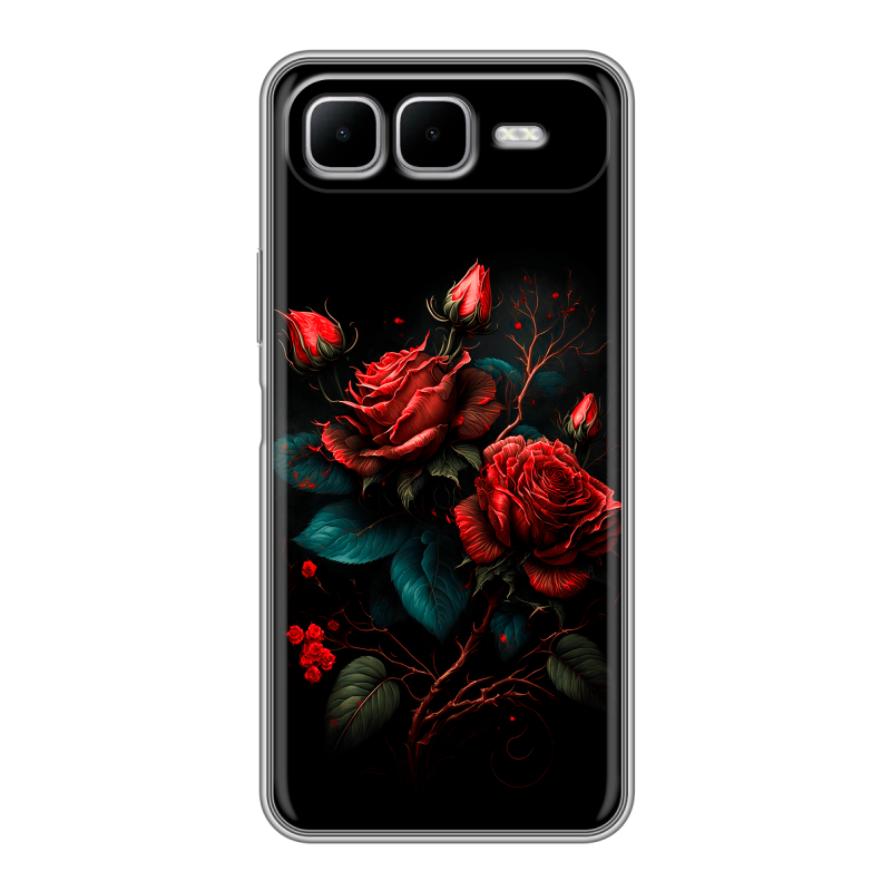 Силиконовый чехол на Infinix Smart 10 Plus с принтом Розы красные Силиконовый чехол на Infinix Smart 10 Plus с принтом Розы красные