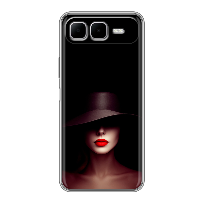 Силиконовый чехол на Infinix Smart 10 Plus с принтом Девушка в шляпе Силиконовый чехол на Infinix Smart 10 Plus с принтом Девушка в шляпе