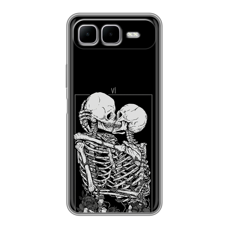 Силиконовый чехол на Infinix Smart 10 Plus с принтом Поцелуй скелетов Силиконовый чехол на Infinix Smart 10 Plus с принтом Поцелуй скелетов