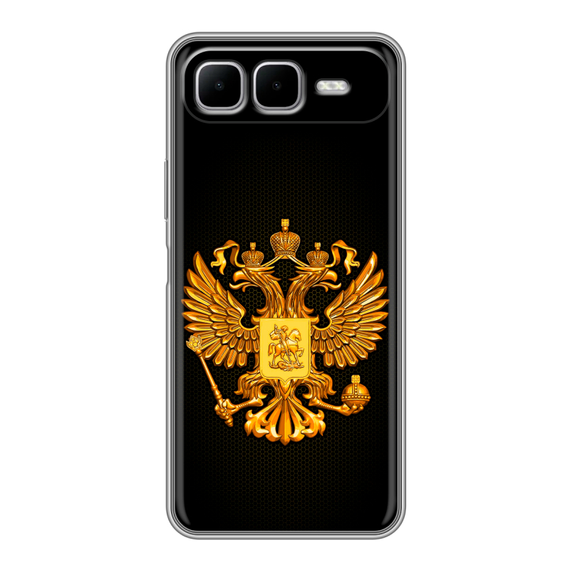 Силиконовый чехол на Infinix Smart 10 Plus с принтом Герб России желтый Силиконовый чехол на Infinix Smart 10 Plus с принтом Герб России желтый