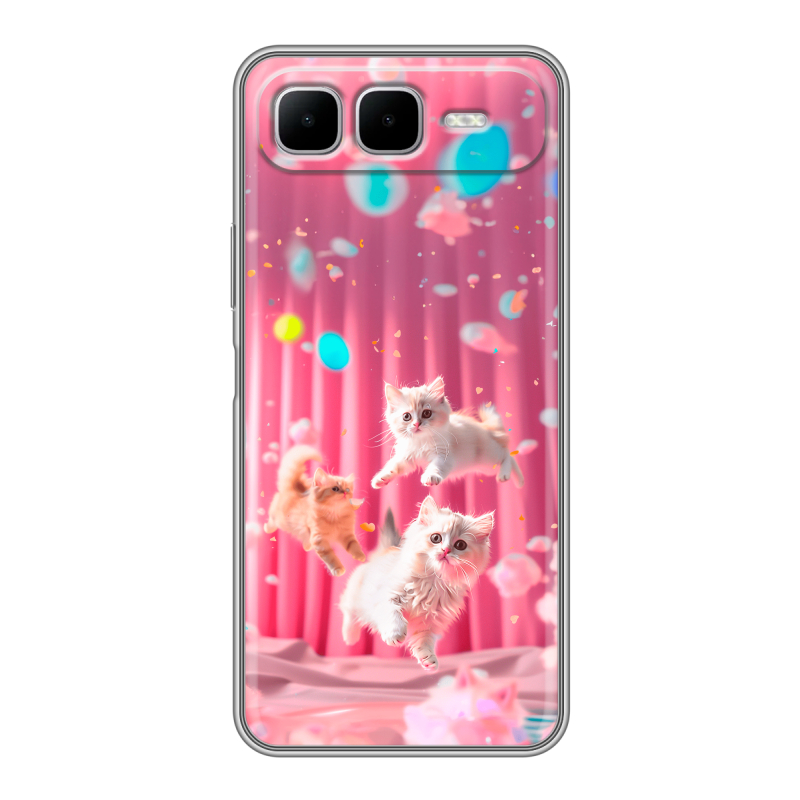 Силиконовый чехол на Infinix Smart 10 Plus с принтом милые котики Силиконовый чехол на Infinix Smart 10 Plus с принтом милые котики
