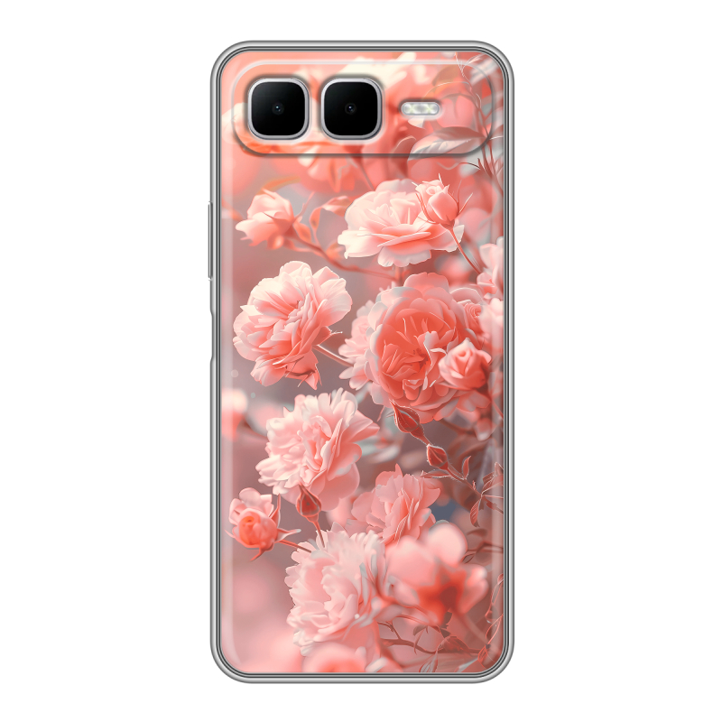 Силиконовый чехол на Infinix Smart 10 Plus с принтом Розы цветы Силиконовый чехол на Infinix Smart 10 Plus с принтом Розы цветы
