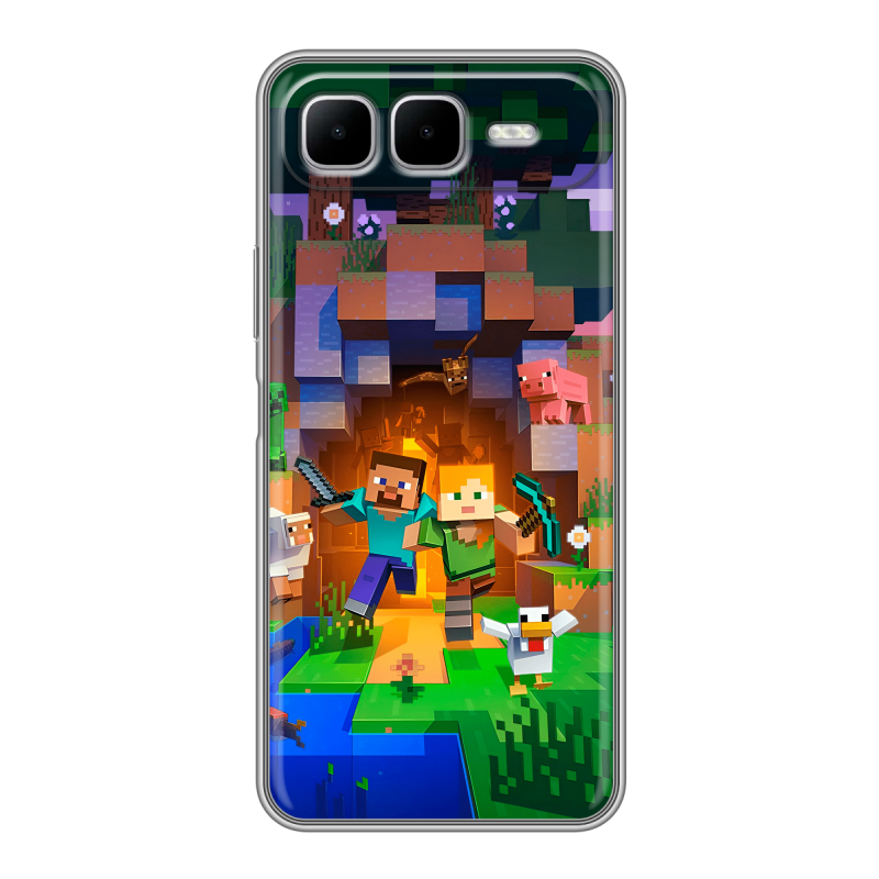 Силиконовый чехол на Infinix Smart 10 Plus с принтом Майнкрафт Minecraft Силиконовый чехол на Infinix Smart 10 Plus с принтом Майнкрафт Minecraft