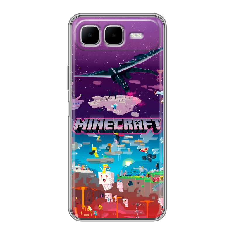 Силиконовый чехол на Infinix Smart 10 Plus с принтом Майнкрафт Minecraft Силиконовый чехол на Infinix Smart 10 Plus с принтом Майнкрафт Minecraft