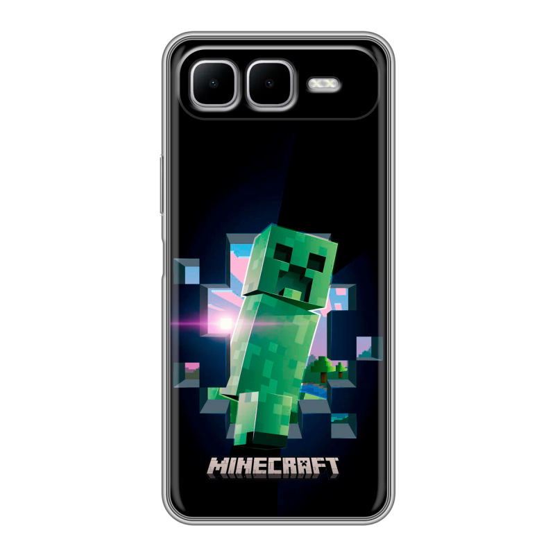 Силиконовый чехол на Infinix Smart 10 Plus с принтом Майнкрафт Minecraft Силиконовый чехол на Infinix Smart 10 Plus с принтом Майнкрафт Minecraft
