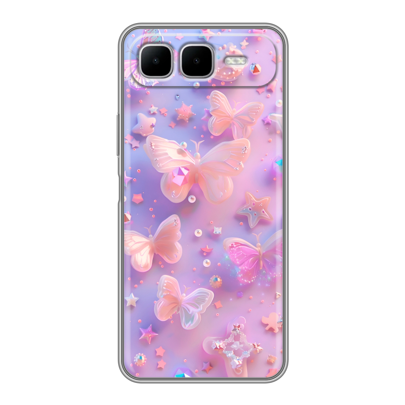 Силиконовый чехол на Infinix Smart 10 Plus с принтом Бабочки Силиконовый чехол на Infinix Smart 10 Plus с принтом Бабочки