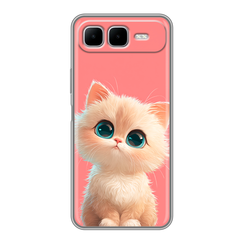 Силиконовый чехол на Infinix Smart 10 Plus с принтом Розовый котенок Силиконовый чехол на Infinix Smart 10 Plus с принтом Розовый котенок
