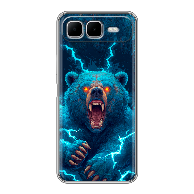 Силиконовый чехол на Infinix Smart 10 Plus с принтом Медведь Силиконовый чехол на Infinix Smart 10 Plus с принтом Медведь