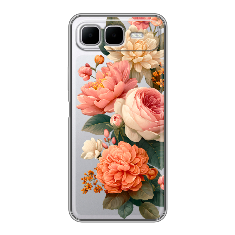 Силиконовый чехол на Infinix Smart 10 Plus с принтом цветы Силиконовый чехол на Infinix Smart 10 Plus с принтом цветы