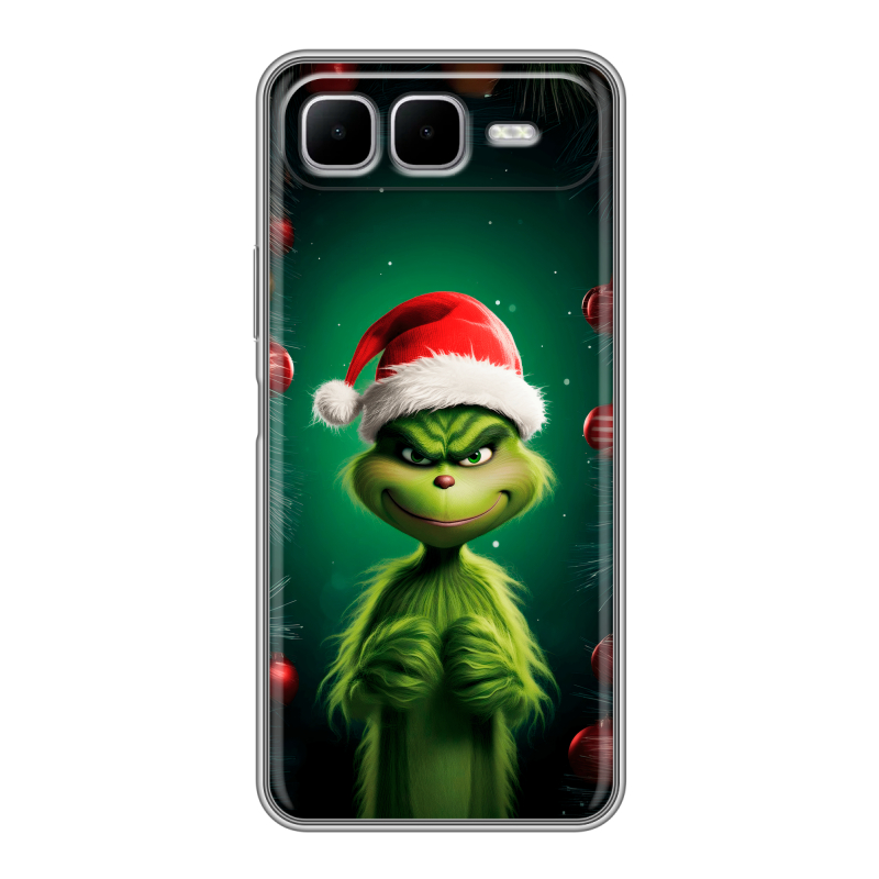 Силиконовый чехол на Infinix Smart 10 Plus с принтом Гринч Новый год Рождество Силиконовый чехол на Infinix Smart 10 Plus с принтом Гринч Новый год Рождество