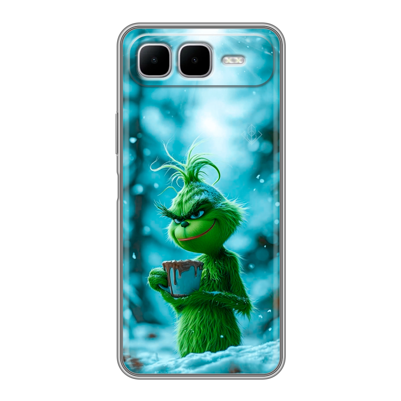 Силиконовый чехол на Infinix Smart 10 Plus с принтом Новый год гринч Силиконовый чехол на Infinix Smart 10 Plus с принтом Новый год гринч
