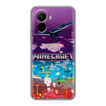 Силиконовый чехол на Poco M7 4G с принтом Майнкрафт Minecraft